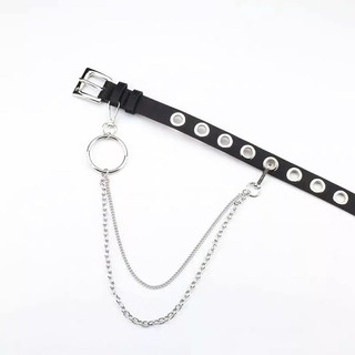thắt lưng 1 hàng lỗ kèm chain đẹp