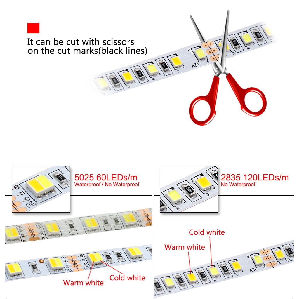 Cuộn Dây Đèn Led Trang Trí 5m 5025 / 2835 Dc12V