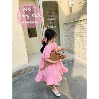 ❤️❤️❤️ váy trễ vai tay bồng cho bé gái 2 màu hồng baby
