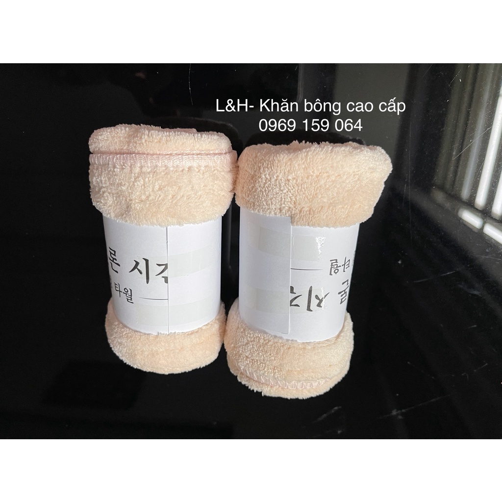 Khăn mặt lông cừu cao cấp, Kẻ viền chìm, KT 30x50cm