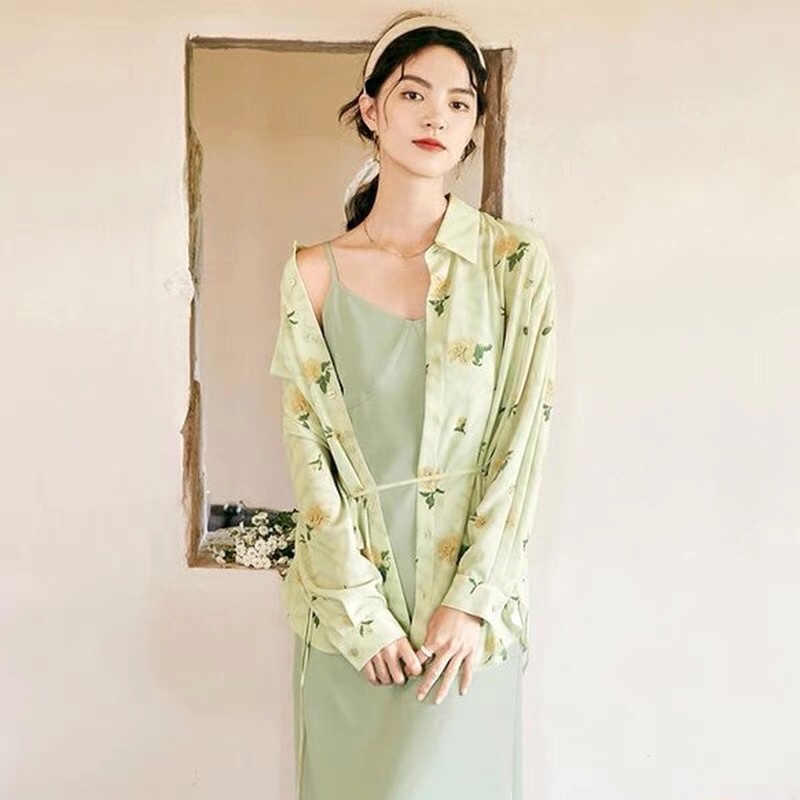 Áo sơ mi xanh hoa Eifini