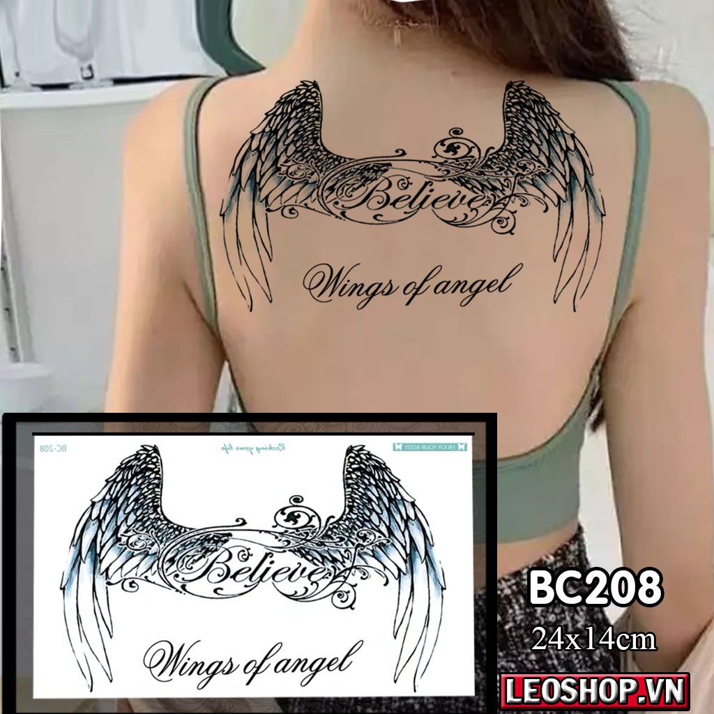 Hình Xăm Dán Đôi Cánh, Cú Mèo Lưng Ngực Nữ mã BC