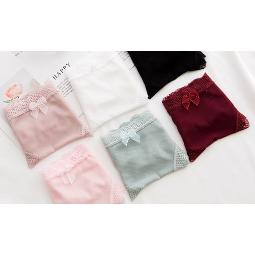 Quần lót cotton thoáng khí, dễ thương, viền cách điệu