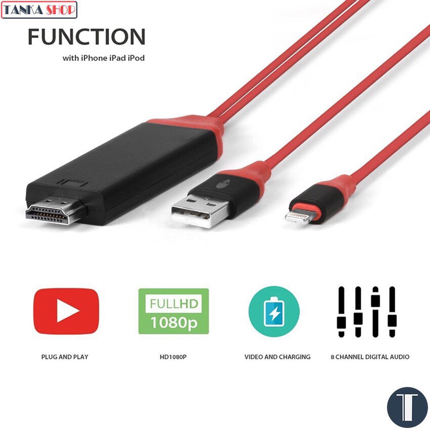 Cáp HDMI Kết Nối Điện Thoại Iphone Sang TiVi Chất Lượng HD