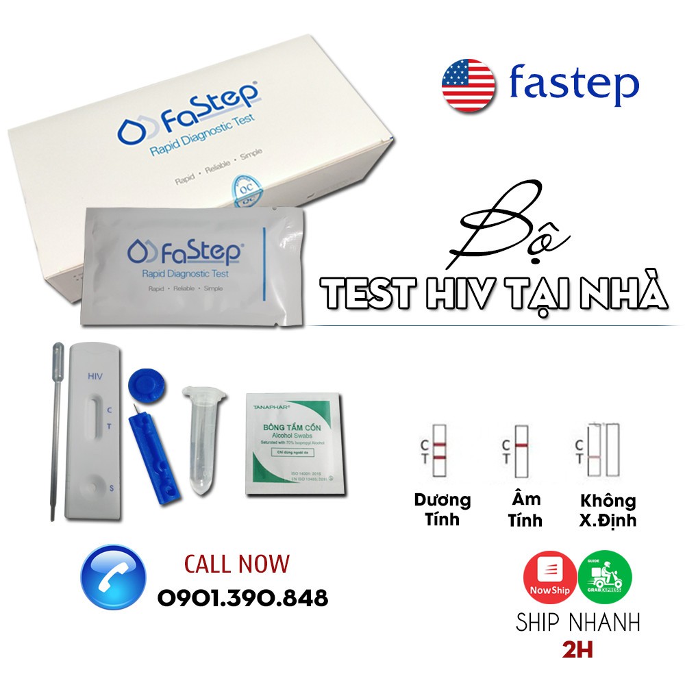 Combo 2 Que thử nhanh HIV tại nhà Fastep USA kết quả chính xác đến 99,9%