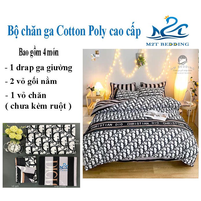 Bộ chăn ga gối Cotton Poly M2T bedding Kẻ Hàn Quốc, vỏ chăn mền, drap gường và 2 vỏ gối | BigBuy360 - bigbuy360.vn