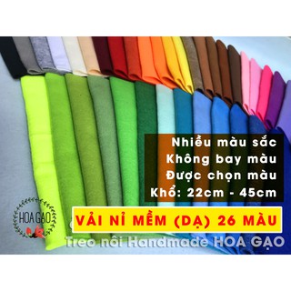 Vải nỉ mềm, vải dạ HGM22 khổ 22cm, 45cm may treo nôi, handmade 26 màu