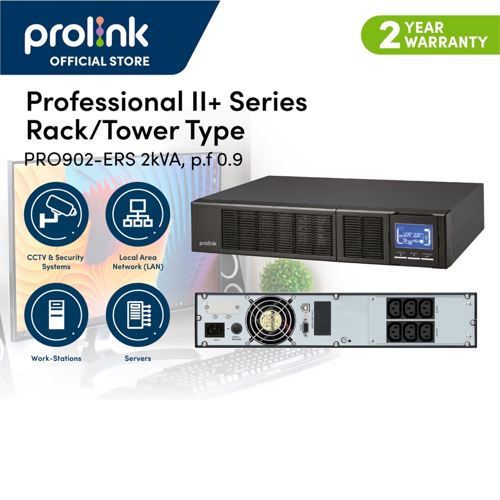 Bộ Lưu Điện UPS Online PROLiNK PR902-ERS (2000 VA/1800W) - Bảo Hành 2 Năm