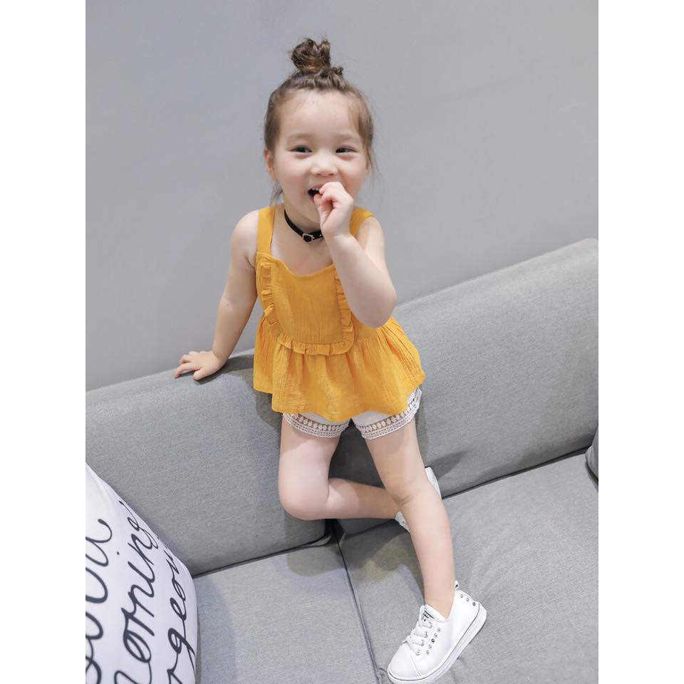 (8-18kg) Bộ quần áo cho bé gái vải thô đũi QATE205 TB359 - Đồ bộ bé gái hoa nhí chun ngực xinh xắn