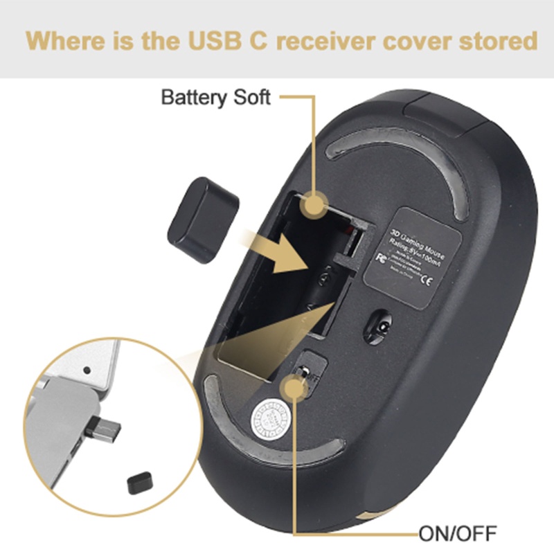 Chuột không dây LI 2.4G Kèm Đầu Nhận USB Type-C