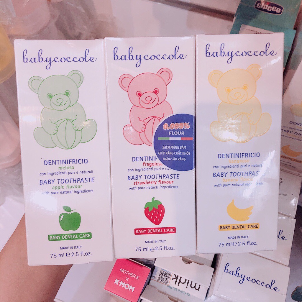 Kem đánh răng cho bé Babycoccole 12M+ trẻ em nuốt được 75ml