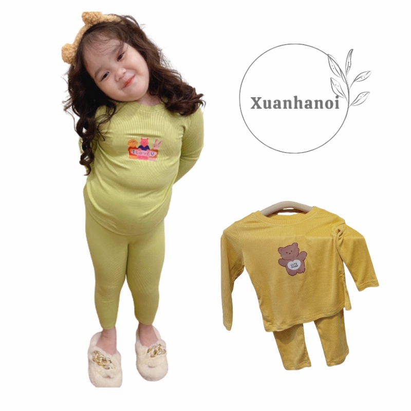 Bộ cotton gân tăm cho bé trai bé gái nhí XHN1038