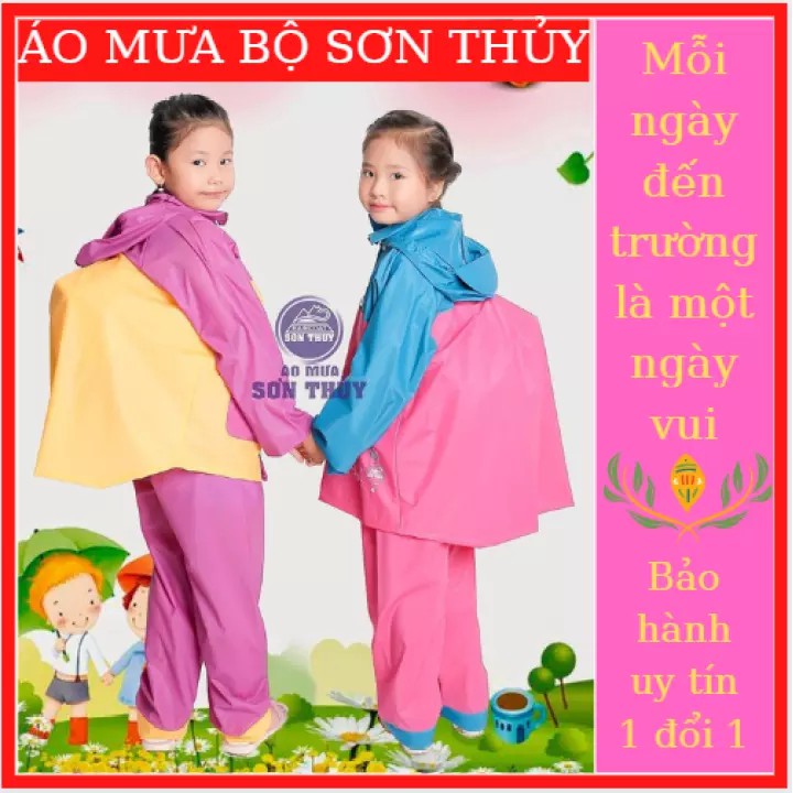 [RẺ VÔ ĐỊCH] Bộ quần áo mưa trẻ em Sơn Thủy có che cặp sách (Có chọn màu)