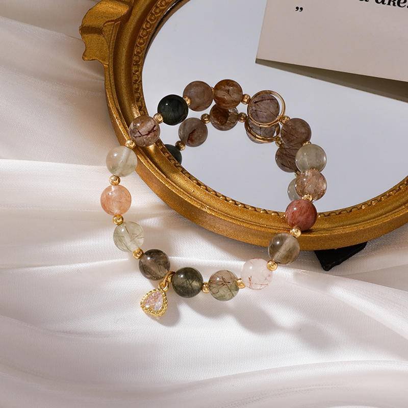 Vòng Đeo Tay Pha Lê Màu Sắc Tự Nhiên May Mắn Bằng Titan