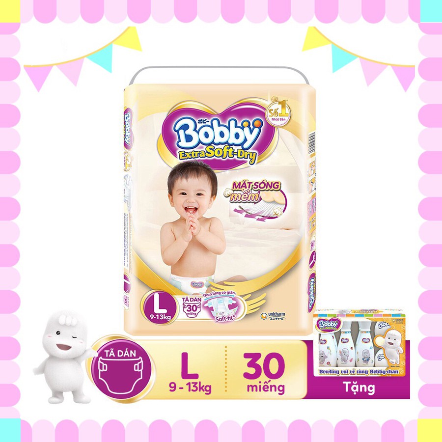 [lựa chọn quà] Tã dán Bobby Extra Soft Dry M34, L30,XL27