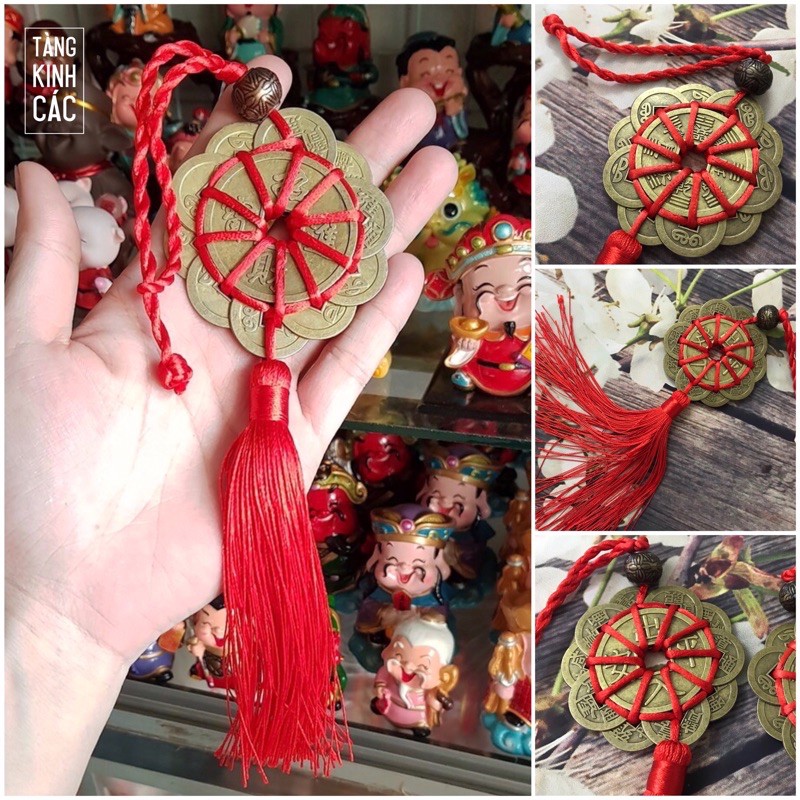 Ngọc bội Mai Hoa Thập Toàn - Dây tiền xu đồng xu phong thủy 10 cánh rời may mắn