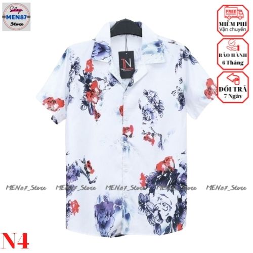 Áo sơ mi tay ngắn nam nữ form rộng sơ mi cổ vest unisex tay lỡ, chất vải lụa mịn chống nhăn - Men87_store