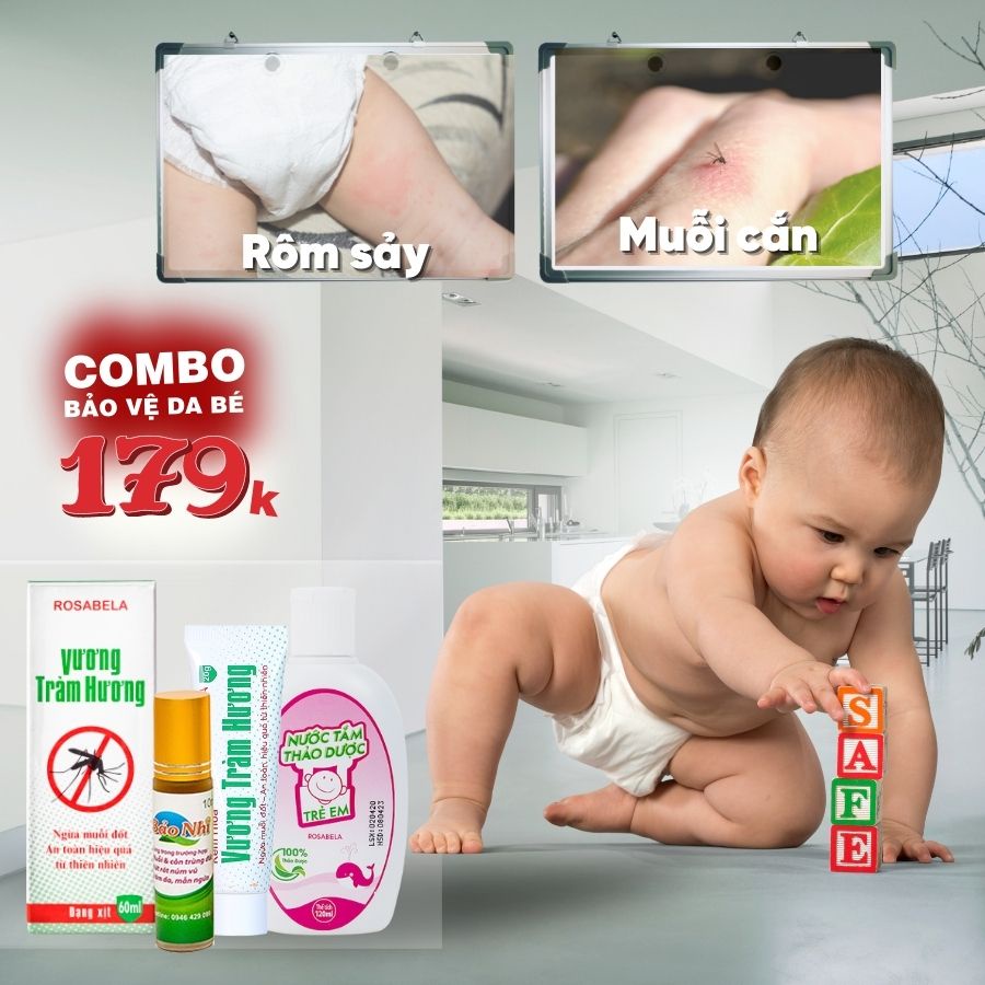 Nước tắm thảo dược cho bé Rosabela ngừa rôm sảy, hăm da, mẩn ngứa (dung tích 120ml)