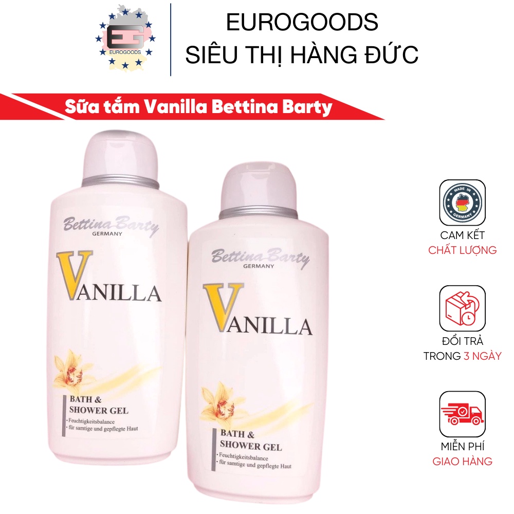 Sữa tắm hương nước hoa ⚡ CAO CẤP ⚡ Sữa tắm Vanilla Bettina Barty 500ml hàng nội địa Đức, làm sạch dịu nhẹ, thơm lâu