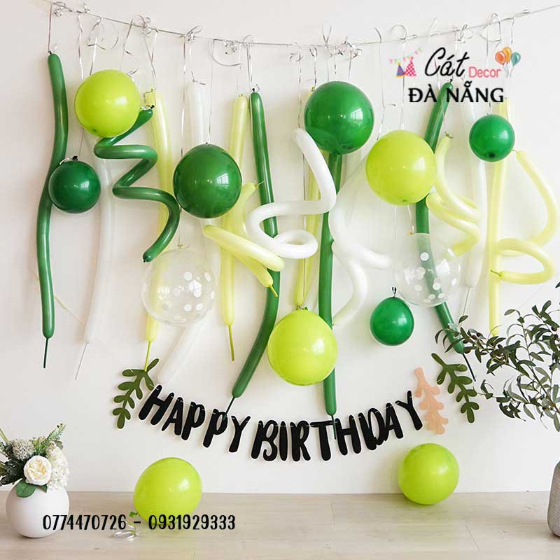 Set bóng rối trang trí sinh nhật tone xanh lá