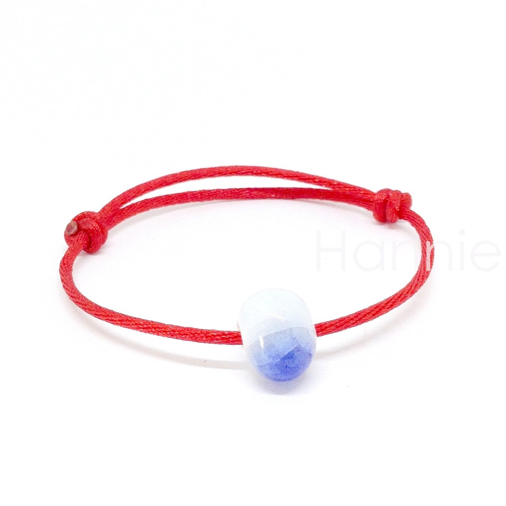Vòng tay chỉ đỏ hạt gốm đá nứt màu xanh lá/xanh dương/vàng/xanh ngọc - Dây đeo tay nam nữ đơn giản handmade