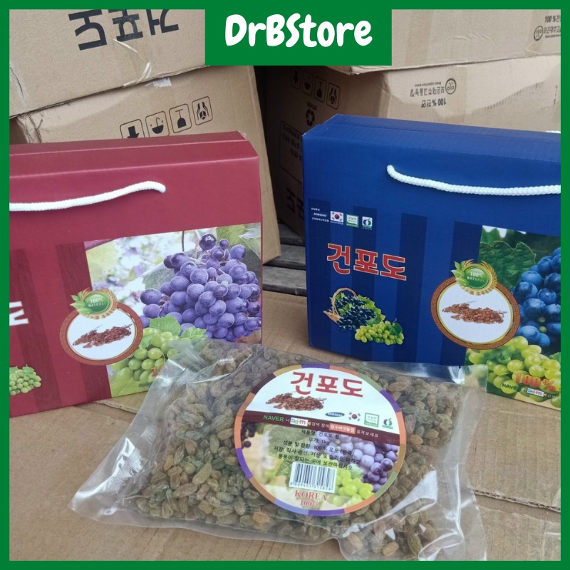 Nho khô xanh sấy lạnh Hàn Quốc không hạt siêu ngon(hộp 1kg) DrbStore