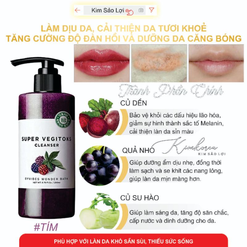 Sữa rửa mặt rau củ thải độc làm sạch sâu tẩy tế bào chết làm sáng da chống lão hóa Super Vegitoks cleanser