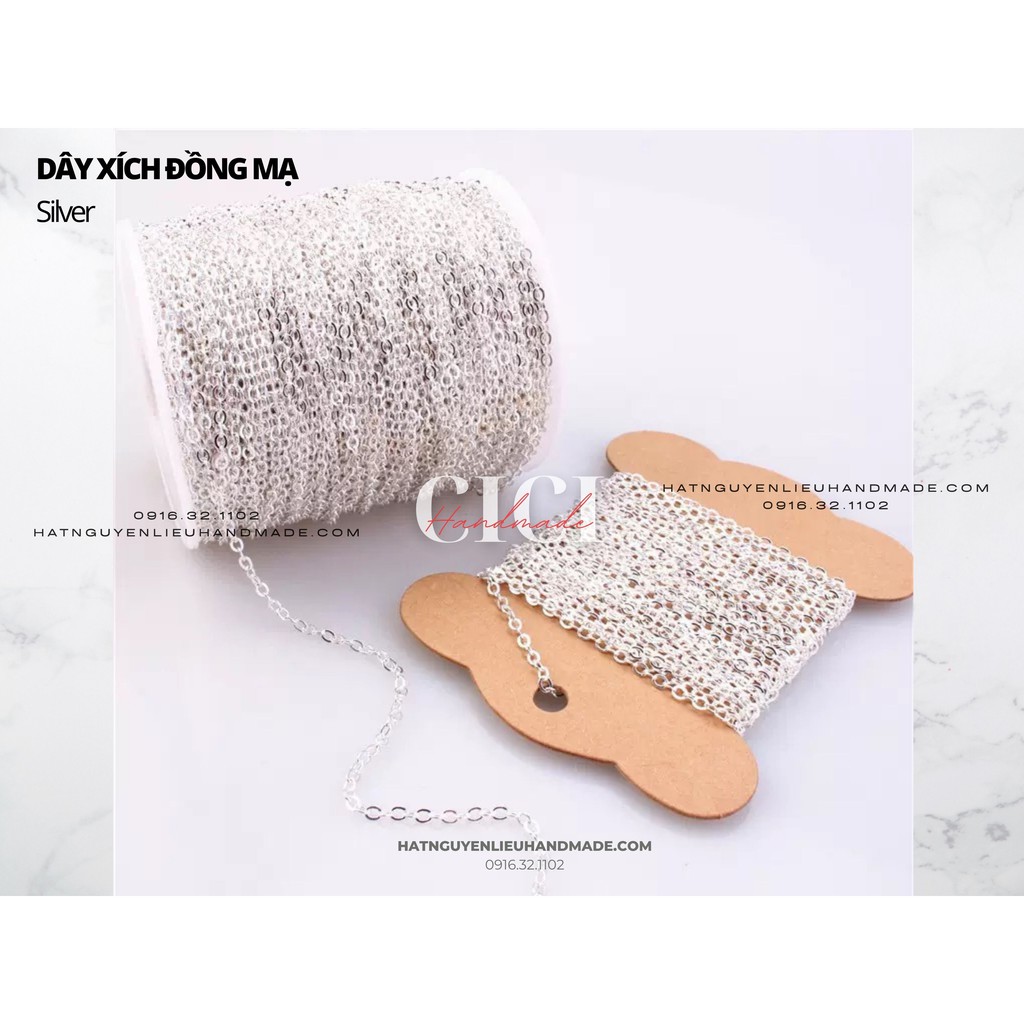Cuộn 3m dây xích trang sức không gỉ Cici Handmade chuyên hạt đá hạt pha lê hạt cườm hạt trang sức tự làm DIY hoa cài áo