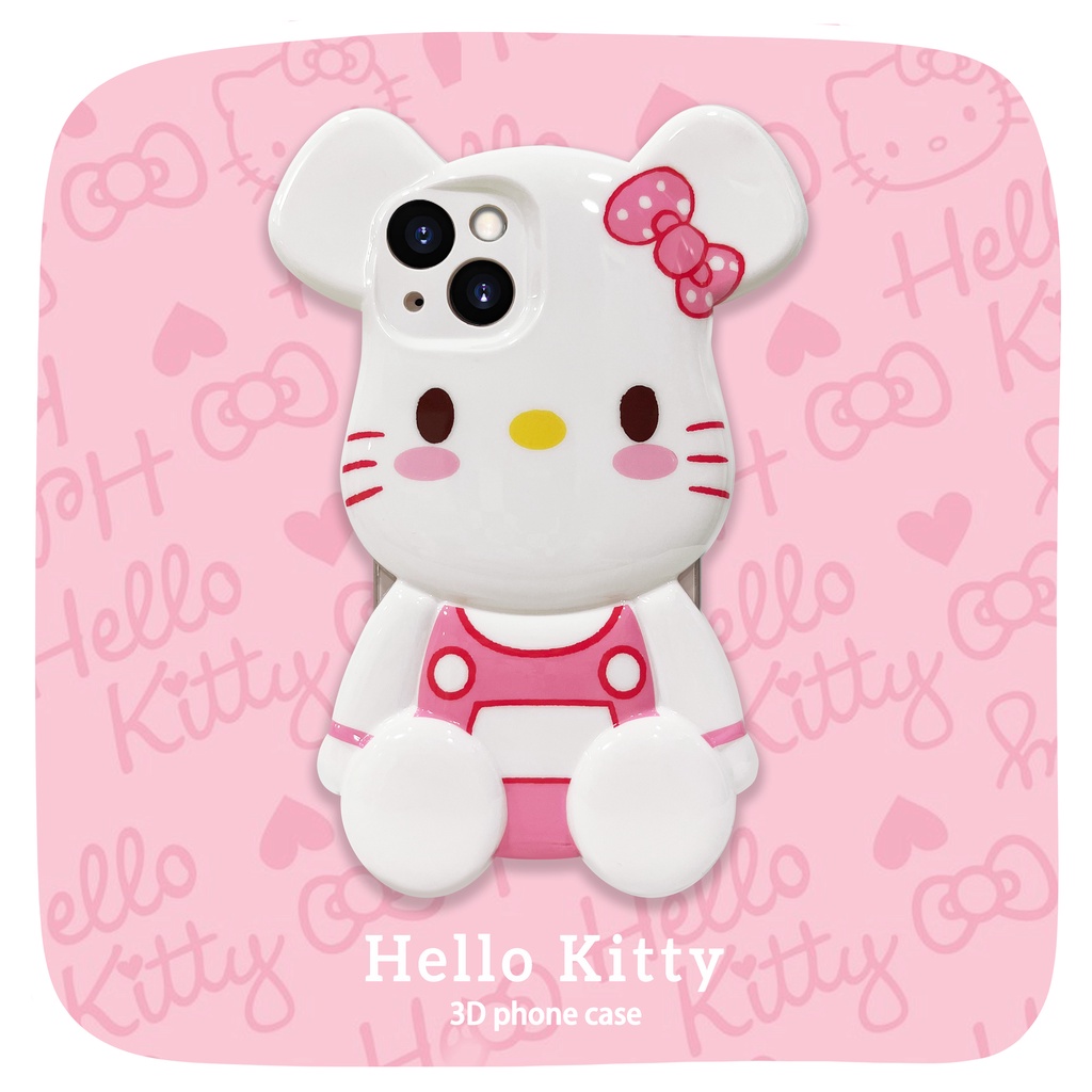 Ốp Điện Thoại Họa Tiết Hello Kitty 3D Cho iPhone 11 12 13 Pro MAX Mini 6 7 8 Plus XR X XS MAX