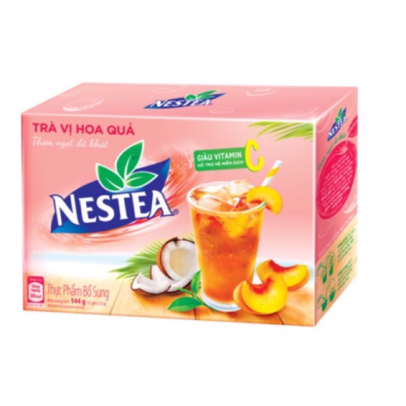 Trà đào dừa hòa tan Nestea hộp 12 gói - 144g