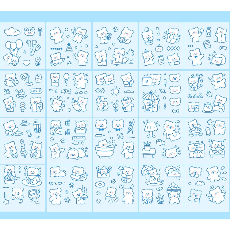 Set 10 tấm sticker cute chiết ngẫu nhiên từ hộp 100 sticker - Gấu Nice day