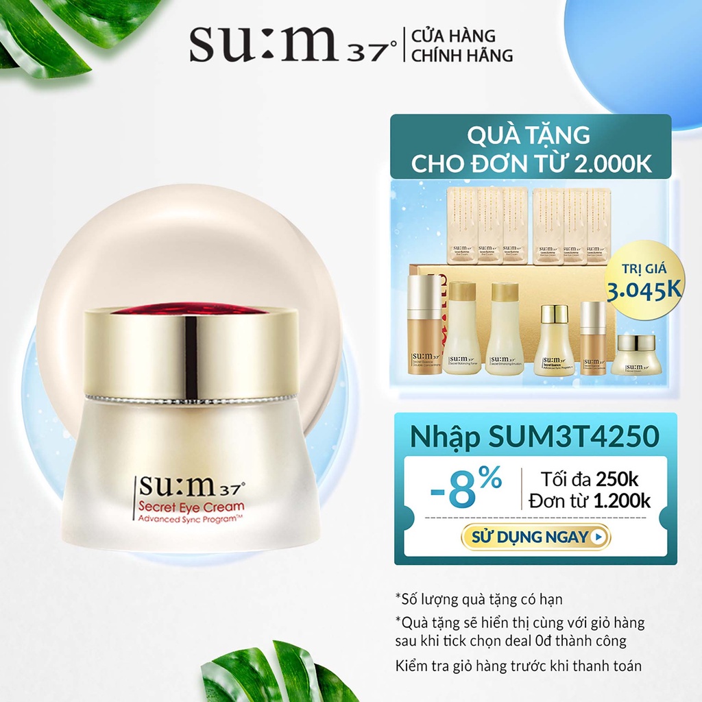 [Mã VISAPREMIUM giảm 150K]Kem dưỡng ngăn ngừa lão hóa da vùng mắt Su:m37 Secret Eye Cream 50ml