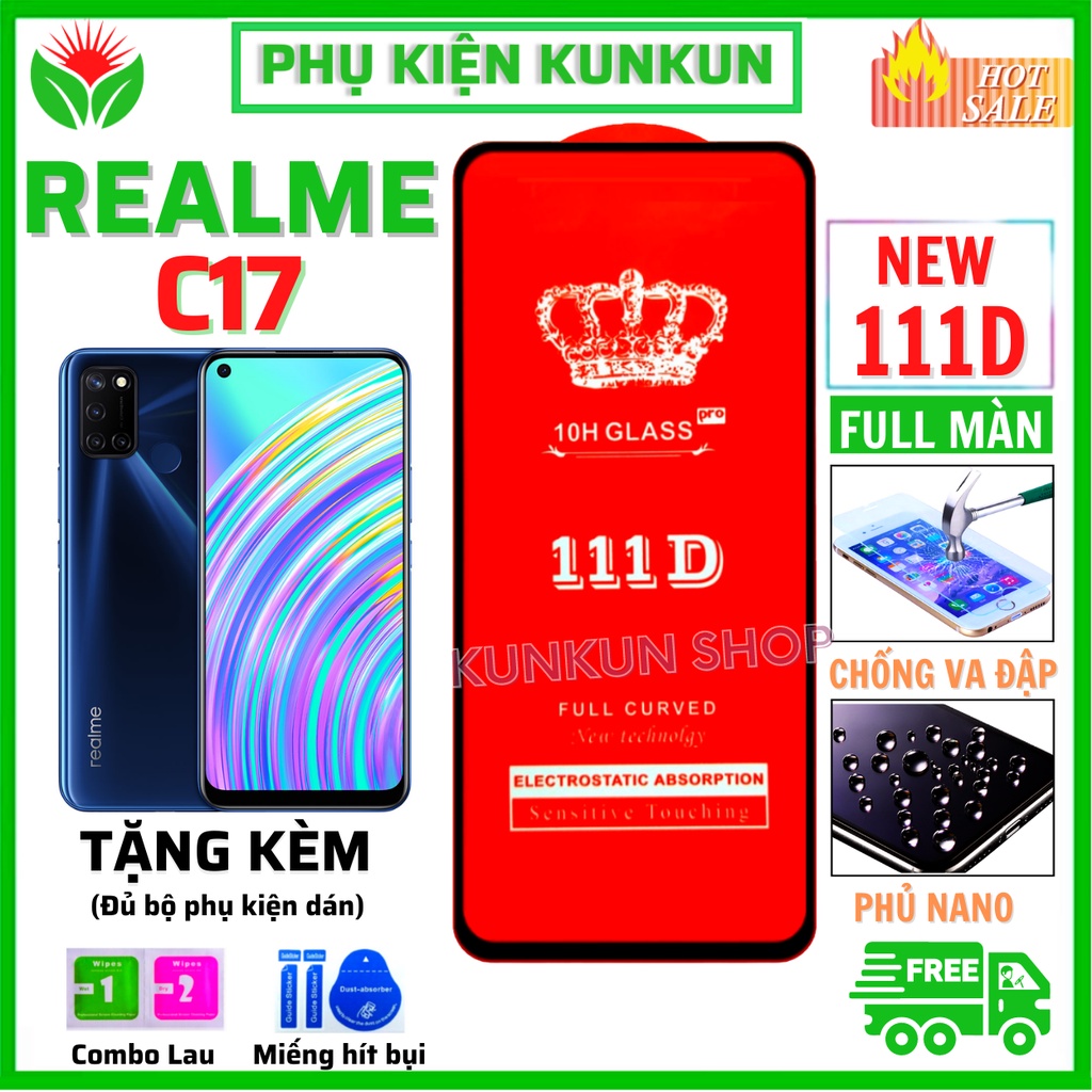 Kính Cường Lực REALME C17 - Siêu mượt - Dán Full màn hình 111D - Độ cứng 10H - Độ trong suốt điện thoại cực cao