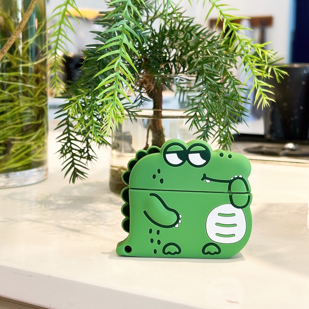 Vỏ Bảo Vệ Hộp Sạc Tai Nghe airpods Pro 1 / 2 / 3 Bằng Silicon Họa Tiết Khủng Long Dễ Thương