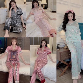 Đồ bộ pijama, bộ lụa mặc nhà tay cộc cao cấp hoạ tiết xinh đẹp, dễ thương
