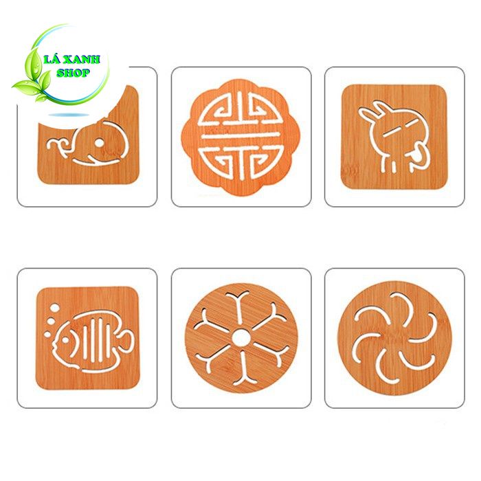 Miếng Lót Cốc, Ly, Tách CHẤT LIỆU GỖ Kiểu Mới (Size 9.5cm) - Lót Đồ Uống Trà, Cafe Cá Tính