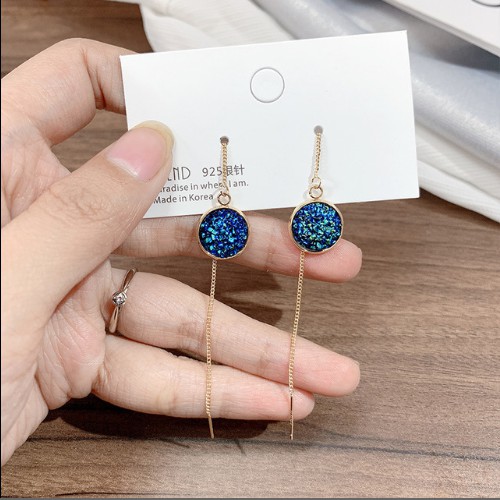Bông tai Bạc 925 Phong Cách Hàn Quốc - HOA TAI ĐÍNH ĐÁ THẢ DÀI ( Cao Cấp )- ẢNH CHỤP THẬT