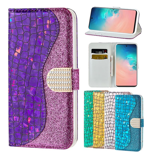 Bao Da Điện Thoại Nắp Lật Kèm Ví Kim Tuyến Cho Samsung Galaxy A02s A03s A04s A02 A12 A13 A52s A53 A73 A52 A21s M12 M02 Ốp