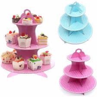 Kệ bánh cupcake 3 tầng chấm bi