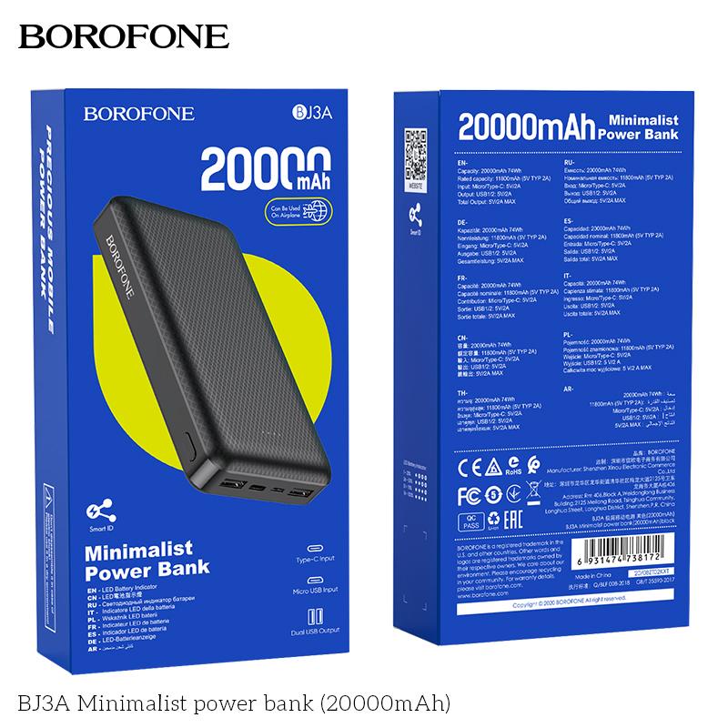 (Mới) Pin Sạc Dự Phòng 20.000 Mah Borofone Bj3a - Chính Hãng