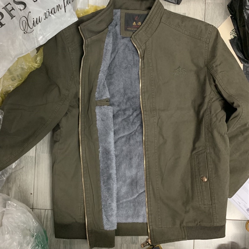 Áo khoác thô kaki Nam Trung Niên lót lông dày dặn ấm áp ẢNH THẬT chất kaki mềm