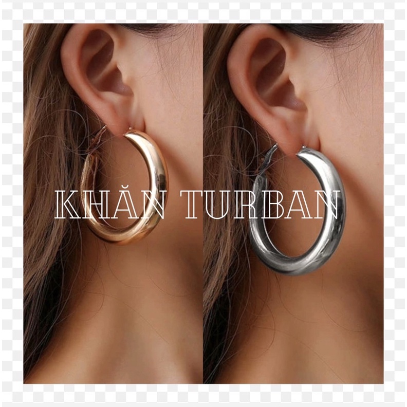 Khuyên tai tròn phong cách âu mỹ - Hoa tai dáng tròn trơn