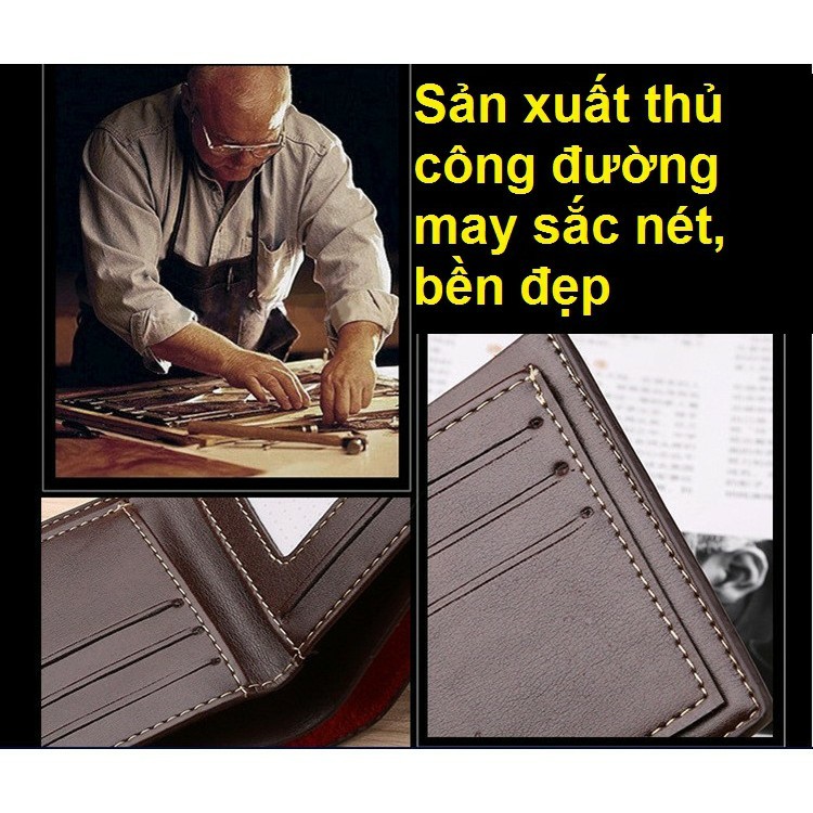 Ví nam chất đẹp thời trang hàng hiệu cao cấp. Bóp da PU xịn phong cách trẻ sành điệu nam tính nhập khẩu chính hãng GC35