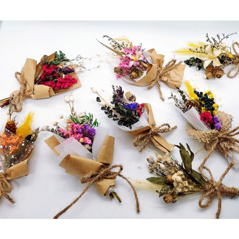Hoa mini trang trí hộp quà thiệp handmade hoa khô mix