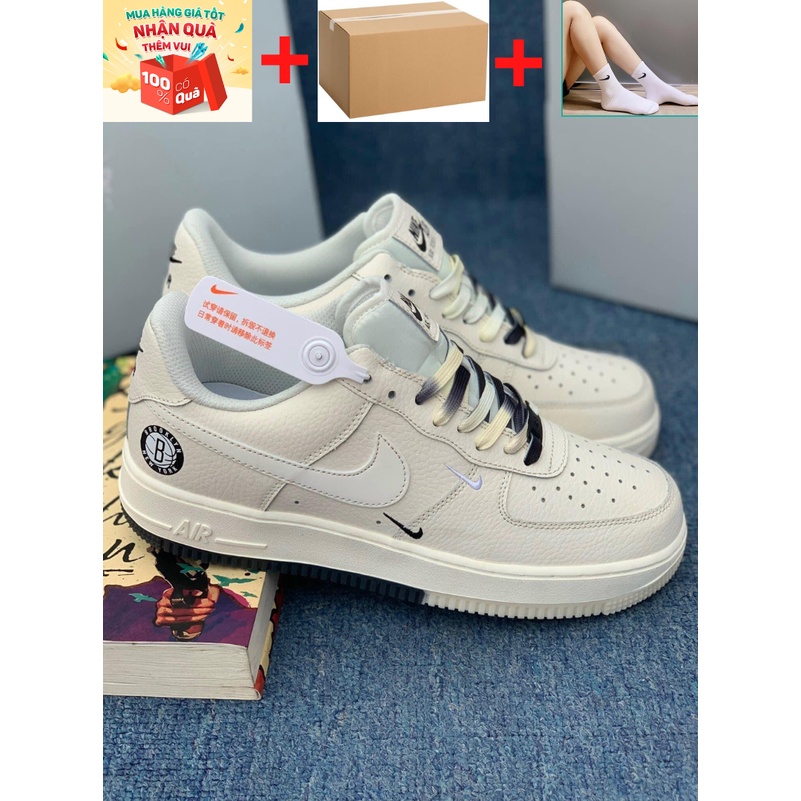 Giày sneaker Nike Air Force 1 Low " Brooklyn " ,Giày Air Force 1 be sữa chuẩn S.Cấp nguyên bản cho nam nữ