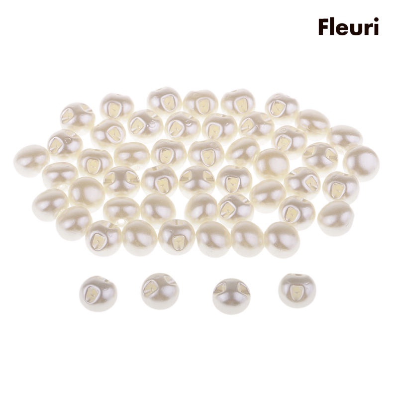 Set 50 Nút Ngọc Trai Màu Trắng 10mm Làm Đồ Thủ Công DIY