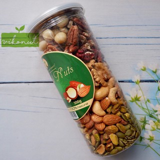 Mix hạt 8 loại nhân Macca, Óc chó đỏ, Hạnh nhân, Hồ đào, Dẻ cười, Điều, Bí xanh, Óc chó vàng [500gr]