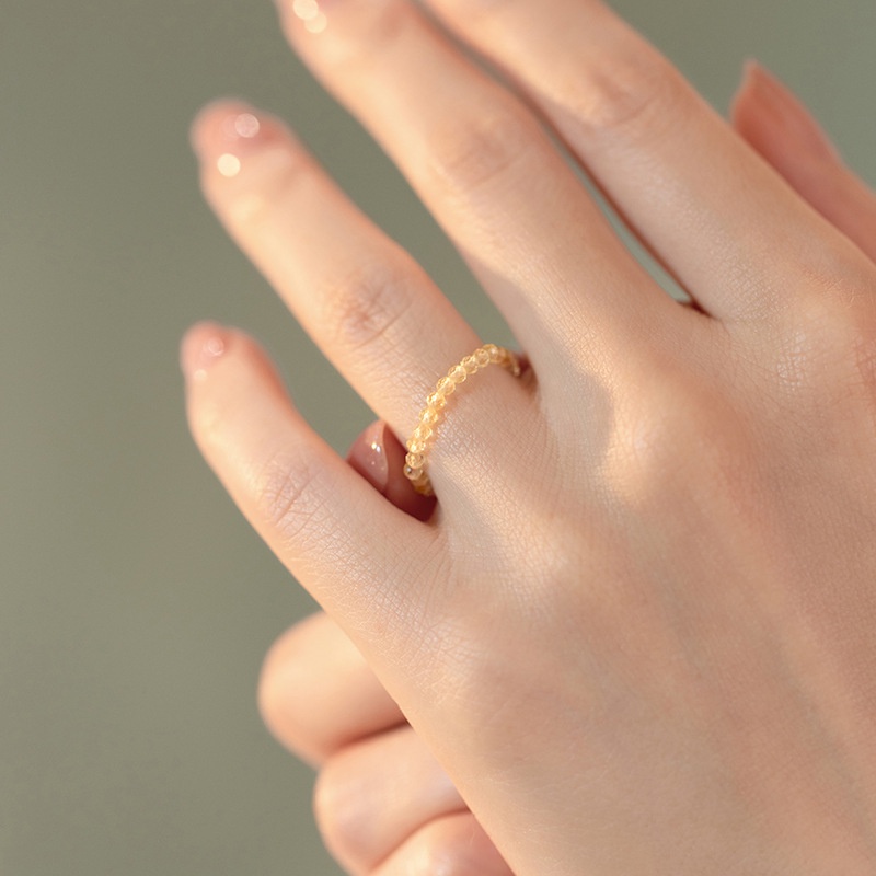 [Hàng Mới Về] Nhẫn Đính Hạt Citrine 2mm Thời Trang Xuân Hè Cho Nữ