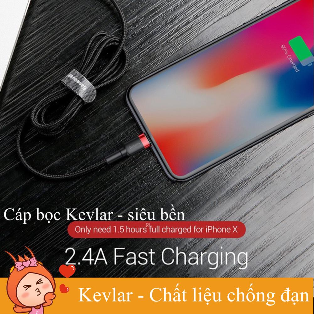 Dây cáp sạc lightning baseus kevlar chống gãy 100cm chính hãng