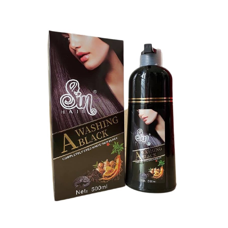 Dầu gội phủ bạc sin hair- dầu gội đen tóc sin hair không hóa chất